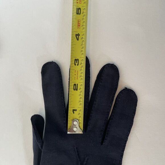 Shalimar Vintage Womens Gloves 50s 60s Navy Blue Embroidered Size 7 Made In USA - Picture 10 of 10